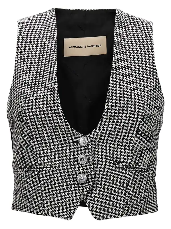 Houndstooth Waistcoat Gilet White/Black - Alexandre Vauthier