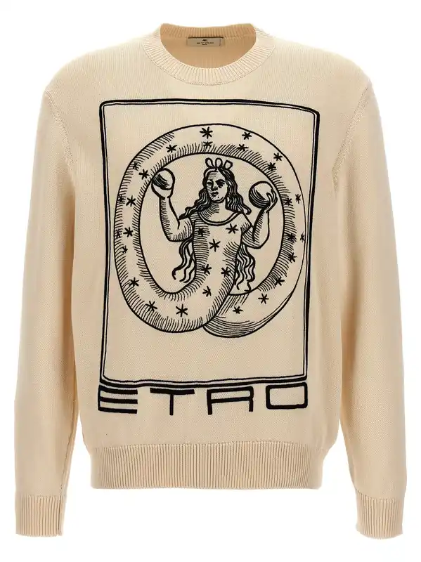 Logo Embroidery Sweater Sweaters And Cardigans Beige - Etro