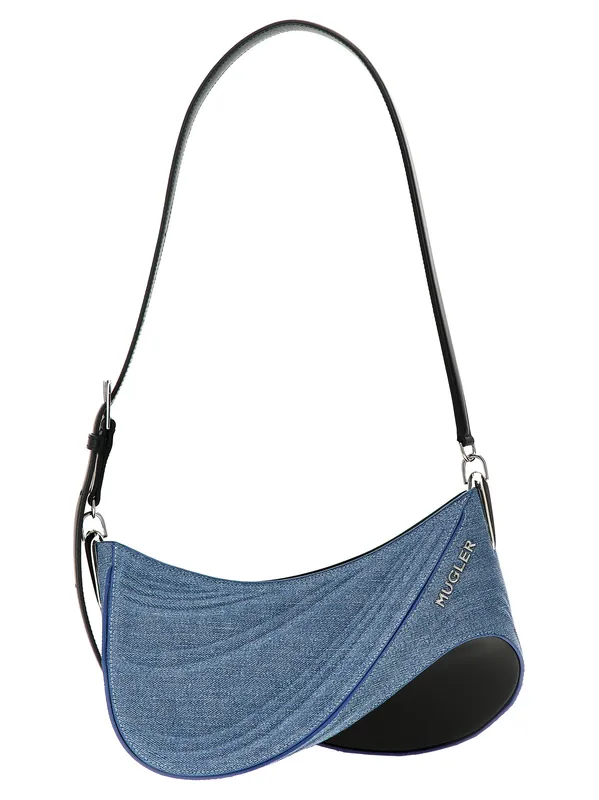 Medium Denim Spiral Curve 01 Shoulder Bags Blue - Mugler