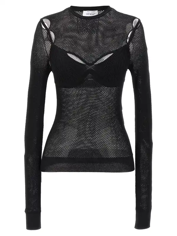 Net Arrow Bralette Tops Black - Off-White