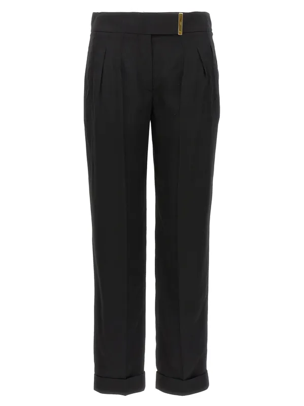 Metal Bar Detail Trousers Pants Black - Tom Ford