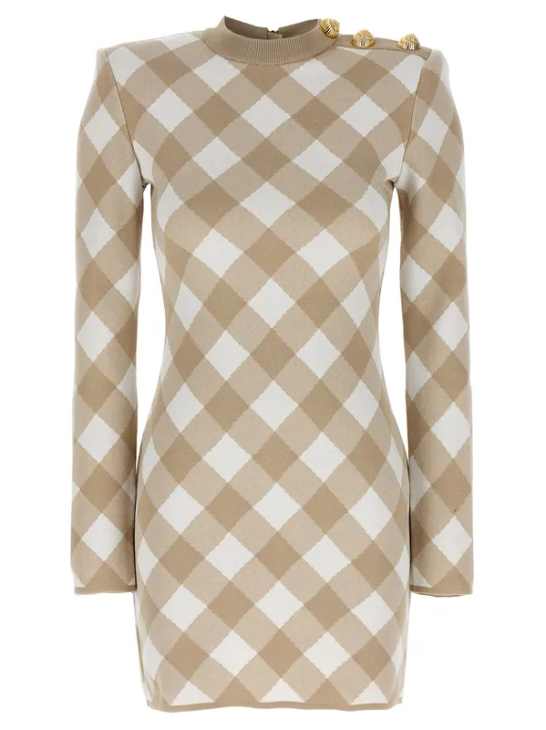 Vichy Dress Dresses Beige - Balmain