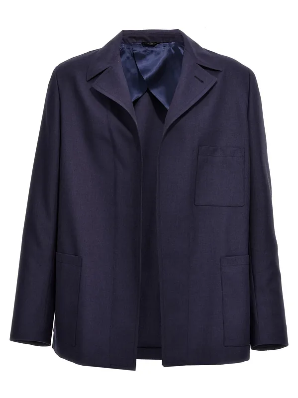 Half Belt Jacket Blazer Blue - Fendi