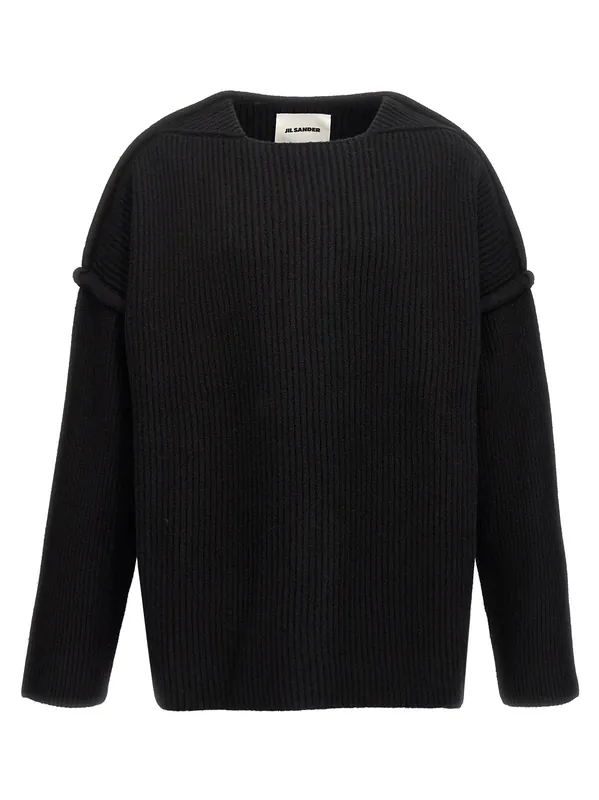 Geometric Neckline Sweater Sweaters And Cardigans Black - Jil Sander