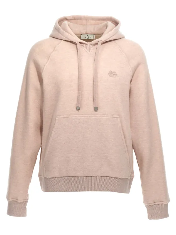Logo Embroidery Wool Hoodie Sweatshirt Beige - Etro