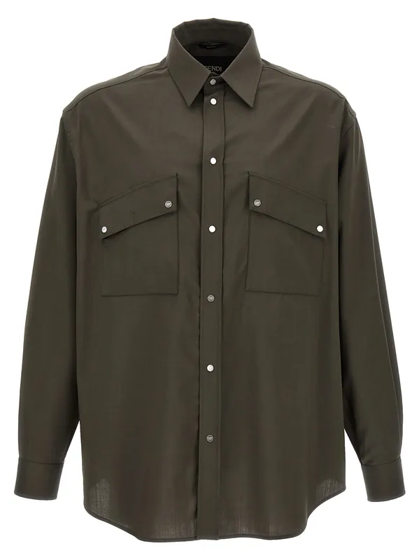 Wool Shirt Shirt And Blouse Green - Fendi