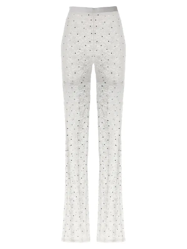 Rhinestone Lace Leggings White - Alessandra Rich