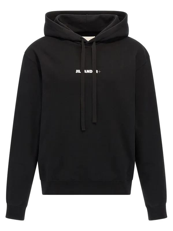 Logo Hoodie Sweatshirt Black - Jil Sander
