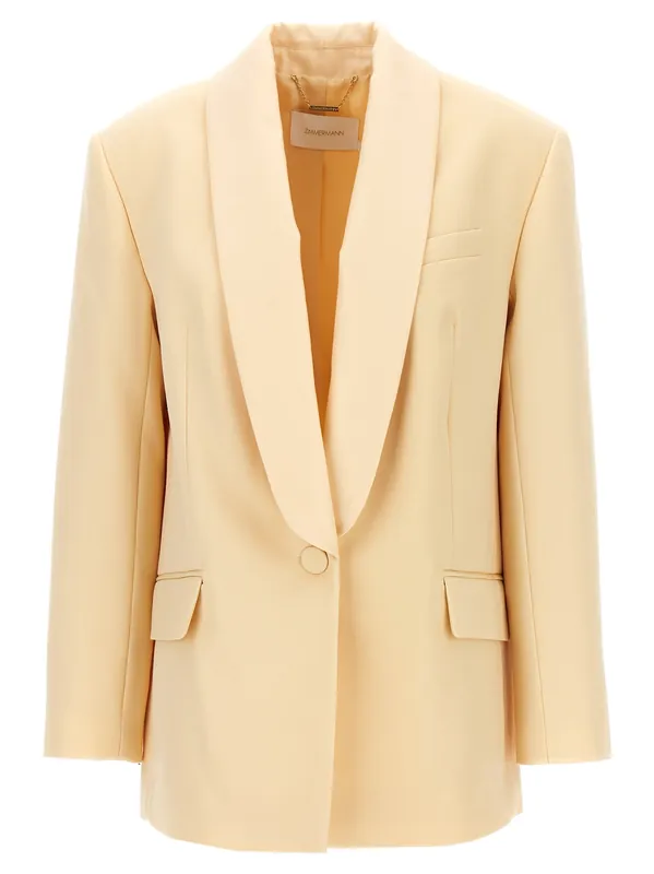 Illustration Shawl Tux Jacket Blazers Beige - Zimmermann