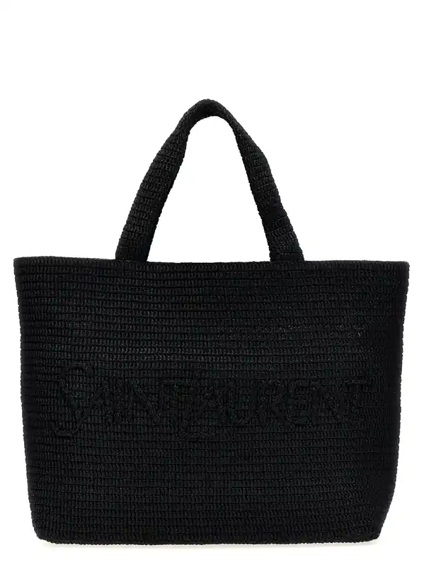 Rafia Tote Bag Black - Saint Laurent