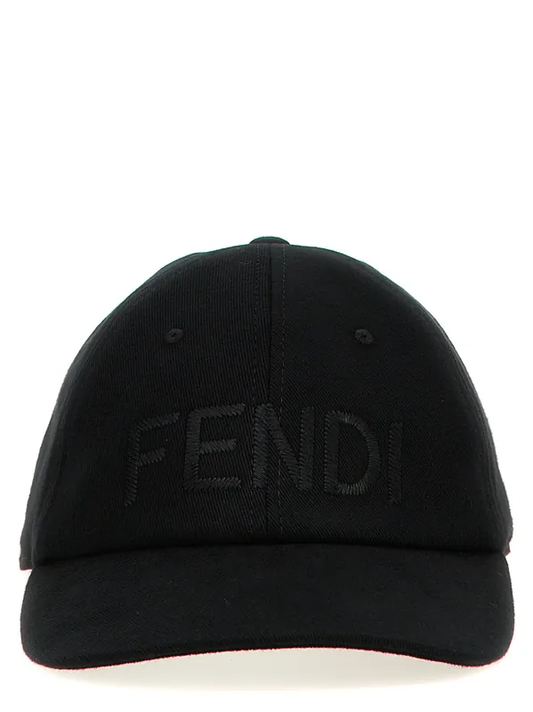 Logo Cap Hats Black - Fendi
