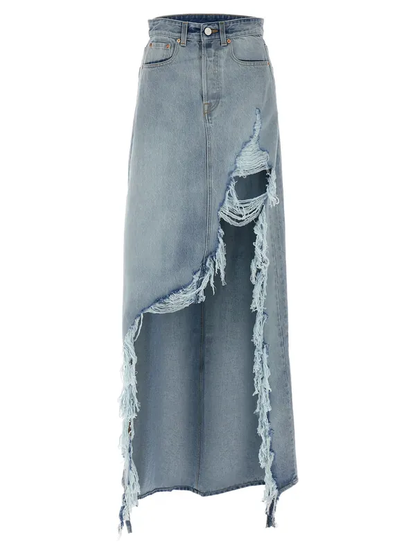 Destroyed Denim Maxi Skirt Skirts Blue - Vetements