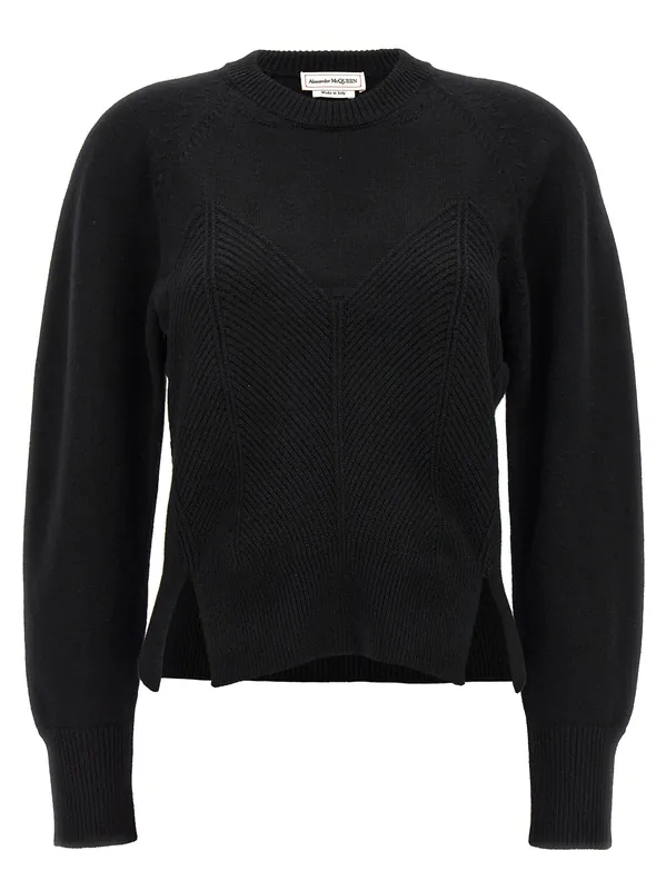Chevron Corset Sweaters And Cardigans Black - Alexander McQueen
