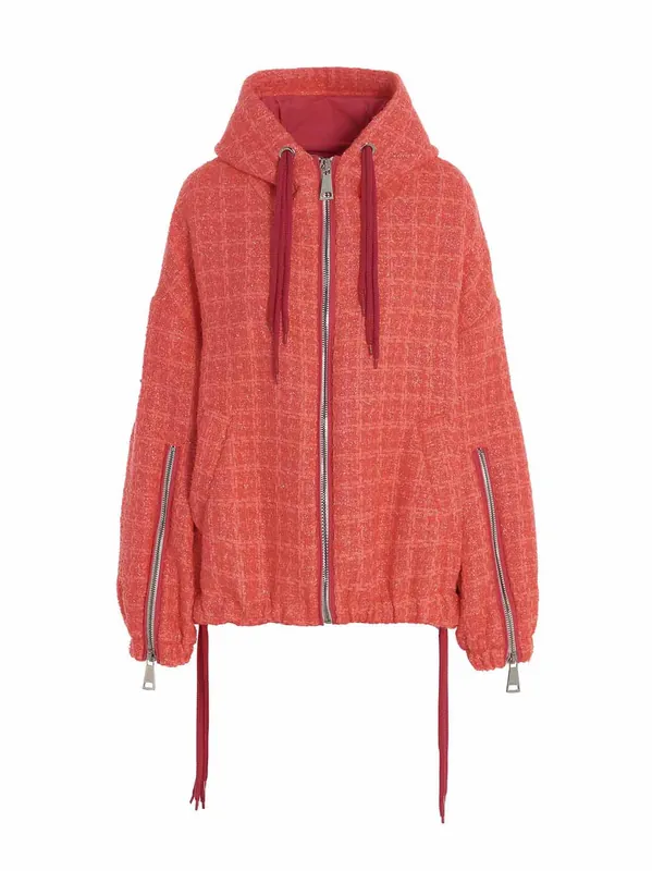 Chris Windbreaker Tweed Casual Jackets And Parka Fuchsia - Khrisjoy
