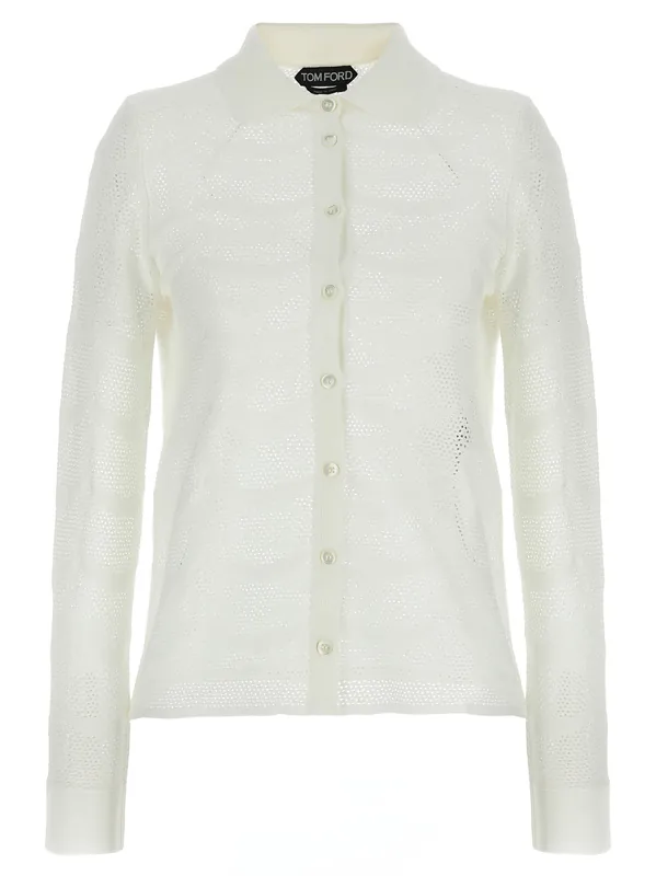 Openwork Cardigan Sweaters And Cardigans White - Tom Ford