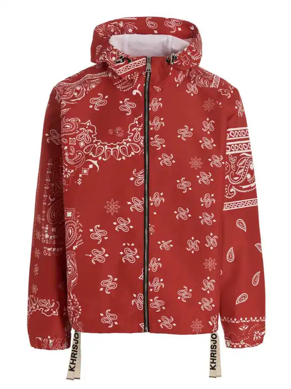 Windbreaker Bandana Hood Puffer Jackets Red - Khrisjoy