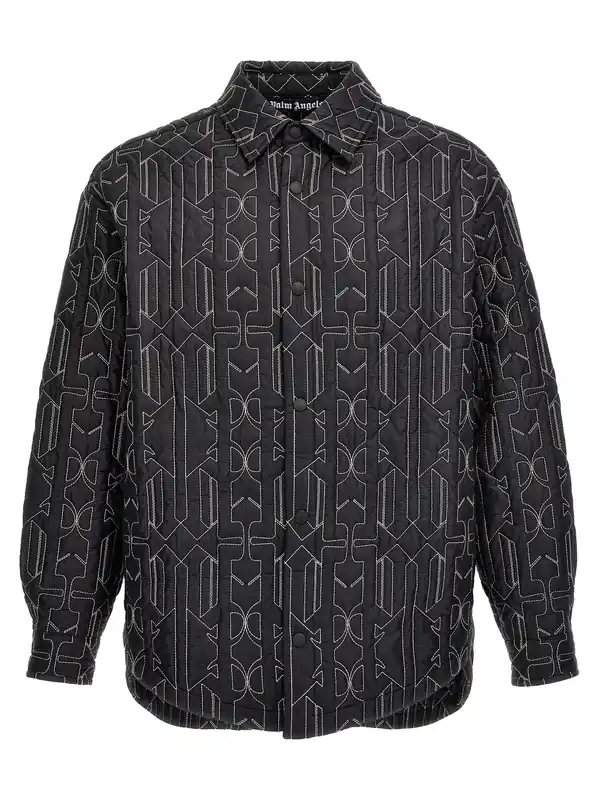 All Monogram Quilted Dover Jacket Puffer Jackets Gray - Palm Angels