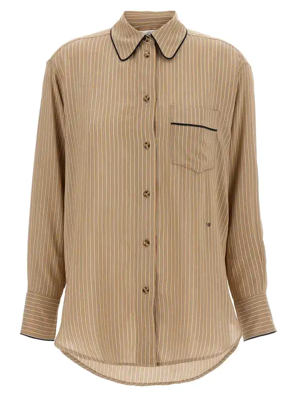 Piping Detail Pyjama Shirt And Blouse Brown - Victoria Beckham
