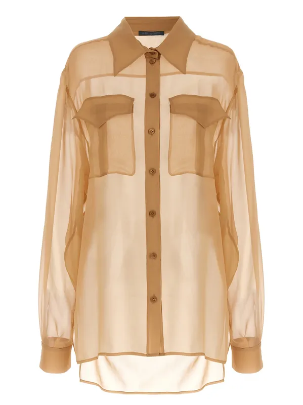 Chiffon Shirt Shirt And Blouse Beige - Alberta Ferretti