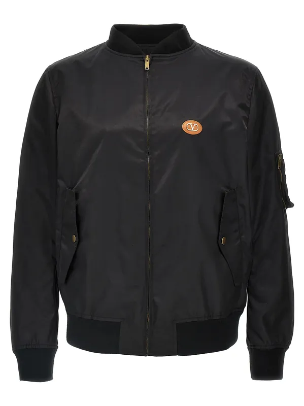 Valentino Garavani Logo Bomber Jacket Puffer Jackets Black