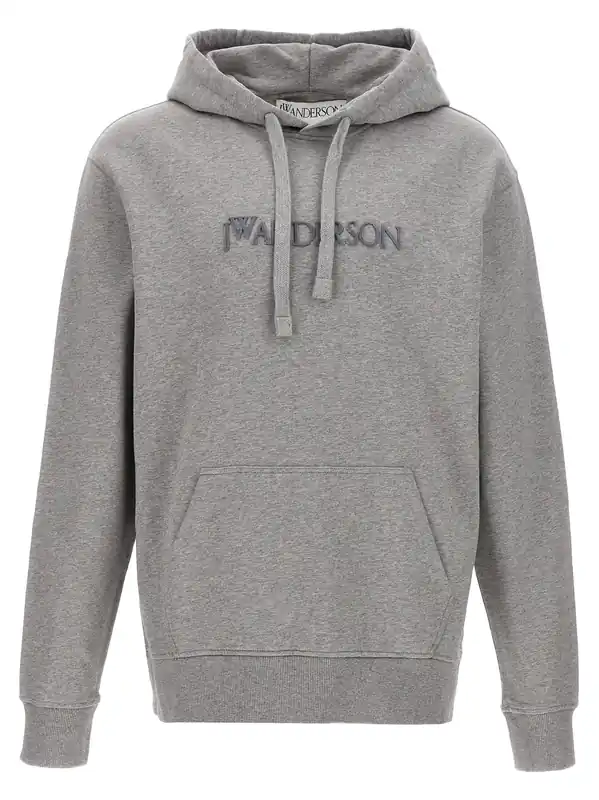 Hoodie With Embroidery Sweatshirt Gray - JW Anderson