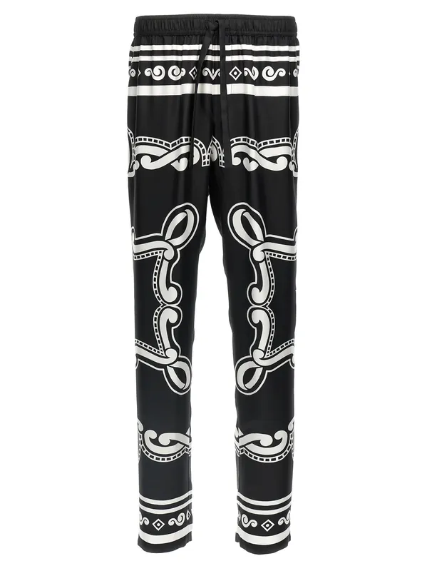 Silk Pants White/Black - Dolce & Gabbana