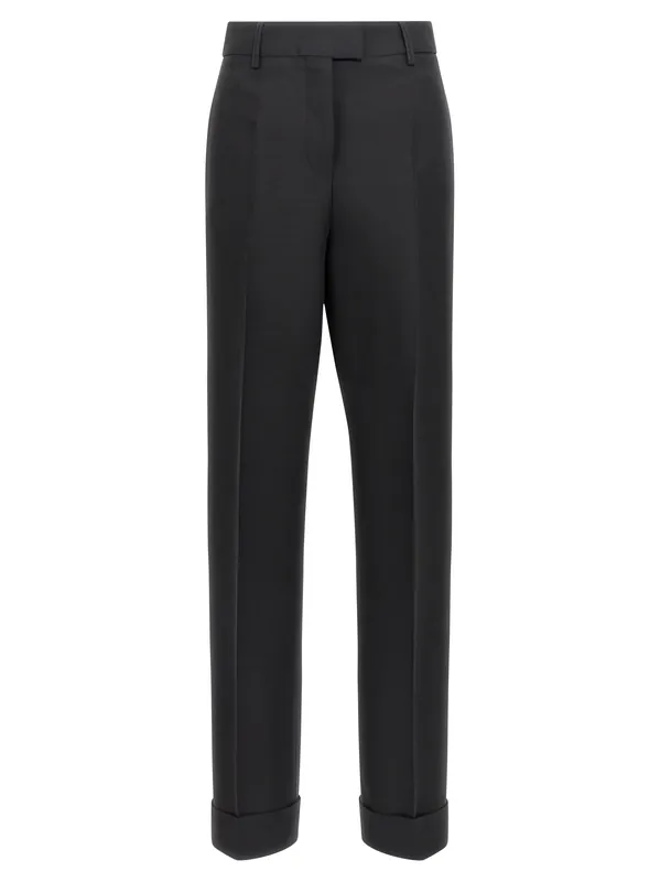 Stretched Pleated Trousers Pants Black - Ferragamo