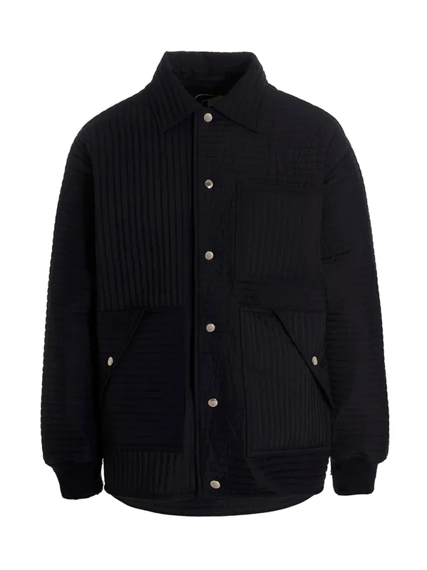 Chore Quilted Stripes Casual Jackets And Parka Blue - Khrisjoy