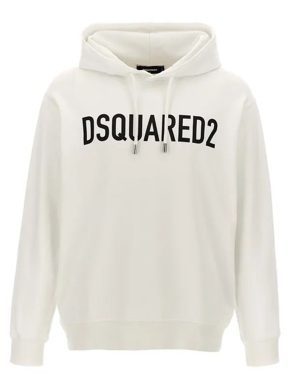 Logo Print Hoodie Sweatshirt White/Black - Dsquared2