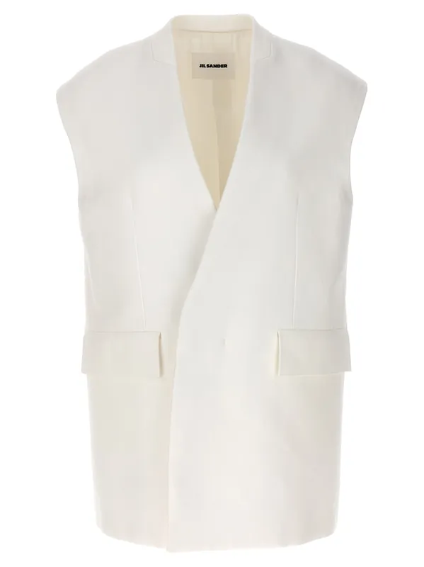 Oversize Tailored Vest Gilet White - Jil Sander