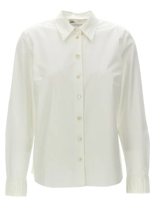 Pleated Detail Shirt Shirt And Blouse White - Tory Burch