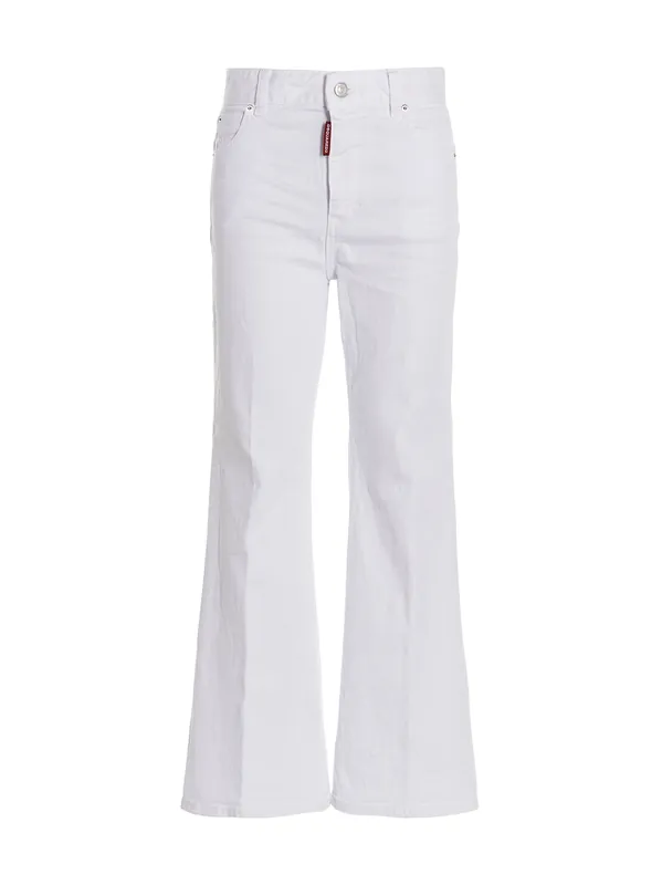 Super Flared Cropped Jeans White - Dsquared2