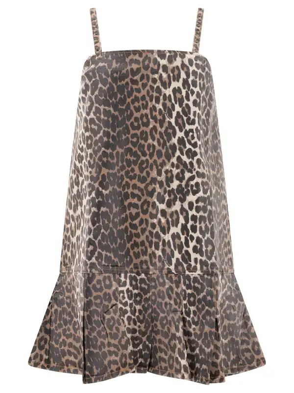 Leopard Dress Dresses Brown - Ganni