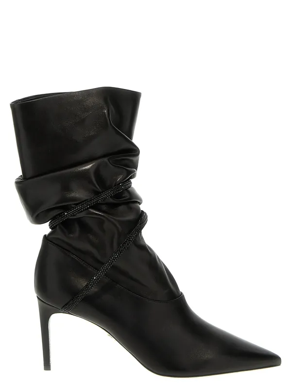 Rhinestone Nappa Ankle Boots Boots And Ankle Boots Black - René Caovilla