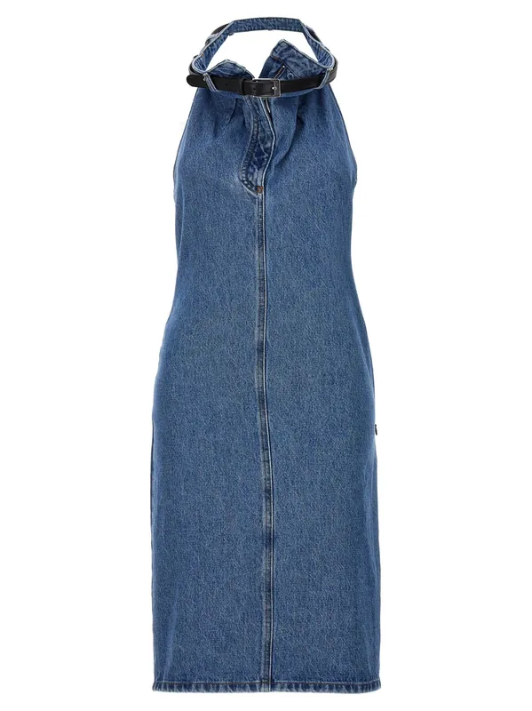 Belt Halter Neck Dresses Blue - Coperni