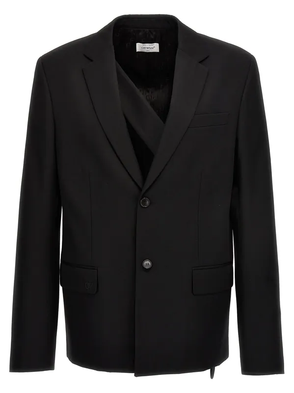 Ow Embroidery Blazer Black - Off-White