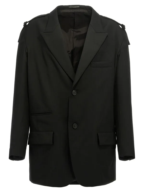 Single-Breasted With Strap Detail Blazer Black