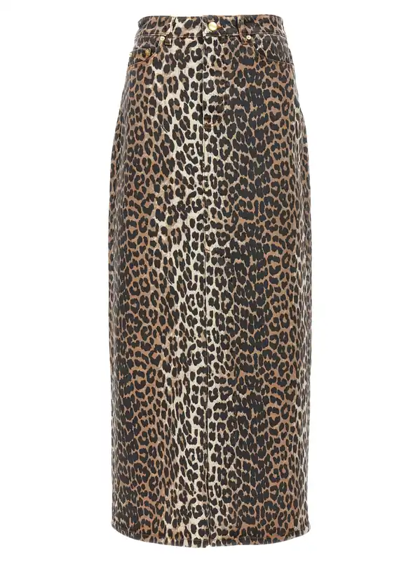 Animal Print Long Skirt Skirts Brown - Ganni