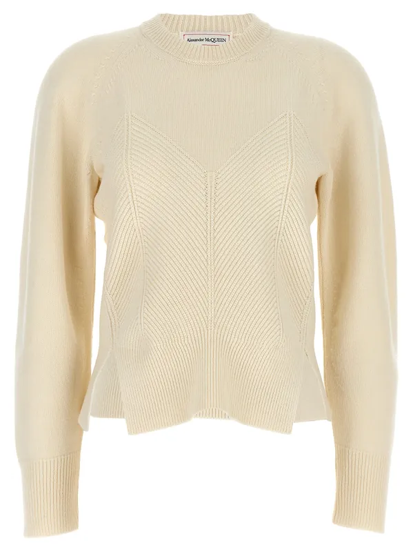 Chevron Corset Sweaters And Cardigans White - Alexander McQueen