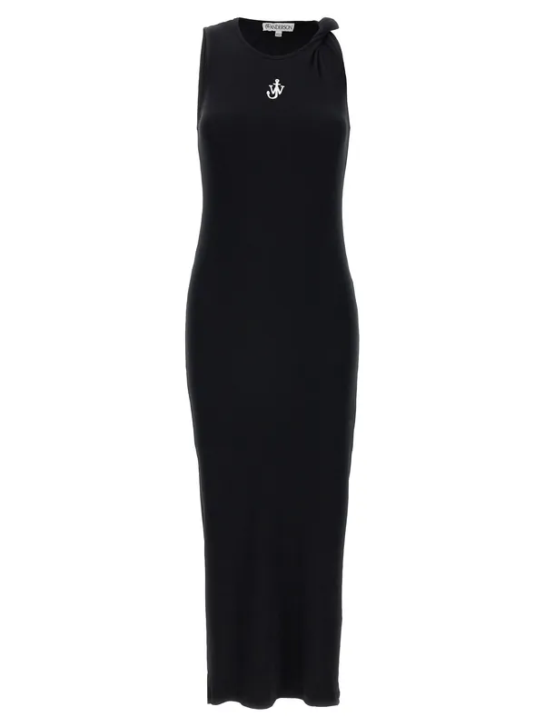 Logo Ribbed Dress Dresses Black - JW Anderson