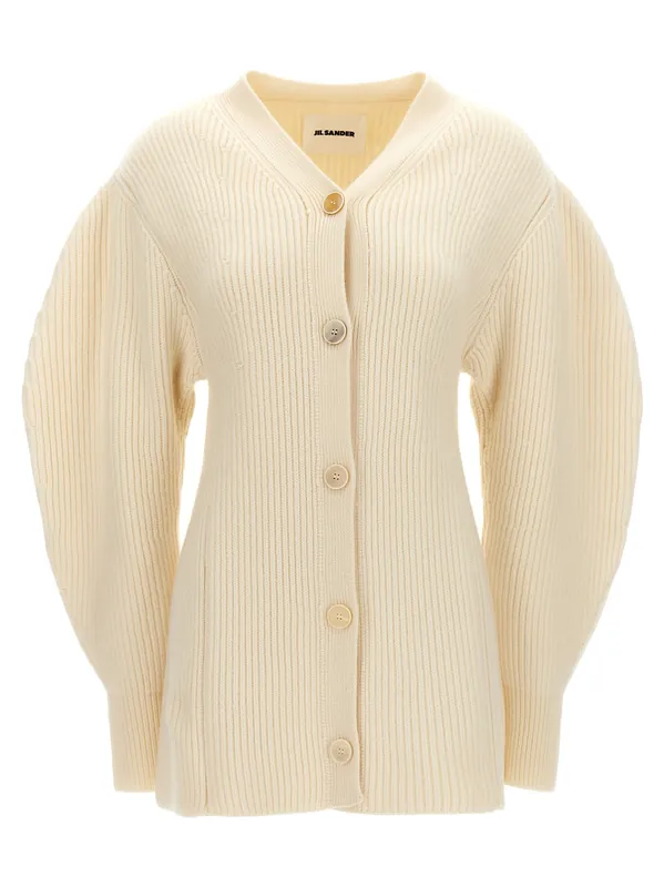 Ribbed Cardigan Sweaters And Cardigans White - Jil Sander