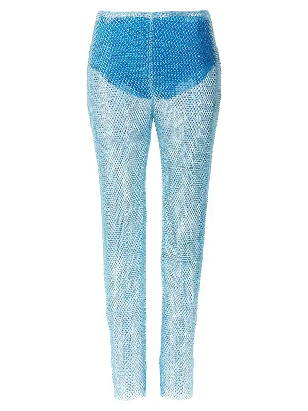 Sequin Mesh Pants Light Blue - Giuseppe Di Morabito