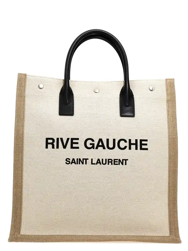 Rive Gauche North/South Tote Bag White/Black - Saint Laurent