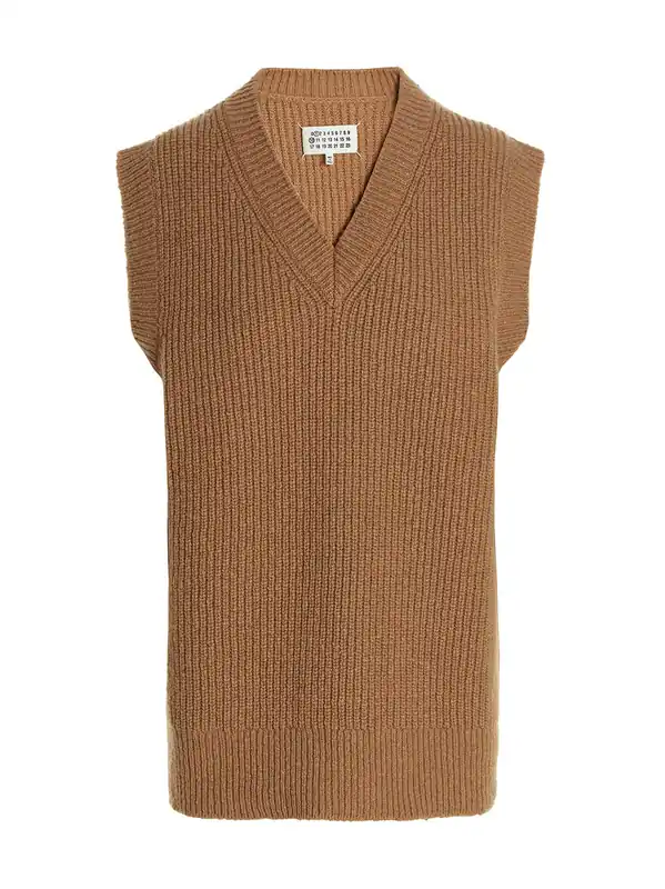 V-Neck Vest Gilet Beige