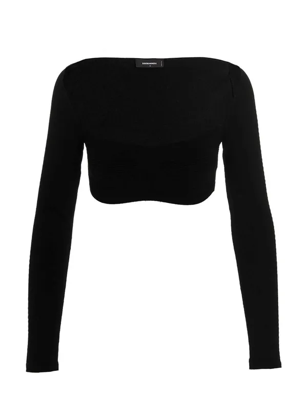 Ribbed Cropped Sweater Sweaters And Cardigans Black - Dsquared2