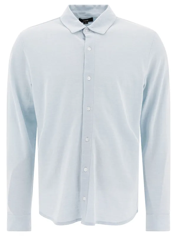 Cotton Pique Shirt Shirts Light Blue - Vince