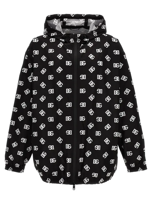 Logo Print Hooded Jacket Puffer Jackets White/Black - Dolce & Gabbana