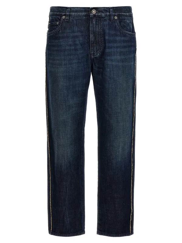 Fringed Stitching Jeans Blue - Dolce & Gabbana