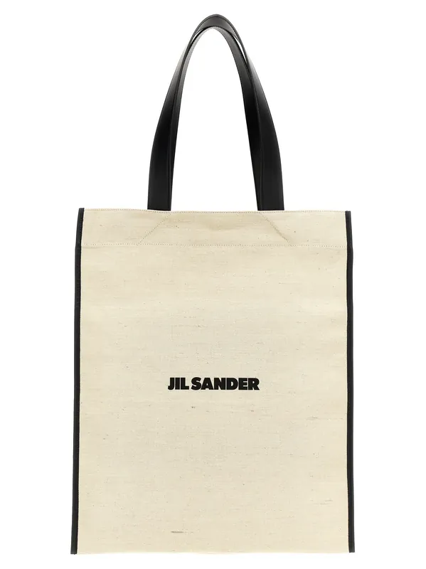 Flat Tote Bag White/Black - Jil Sander