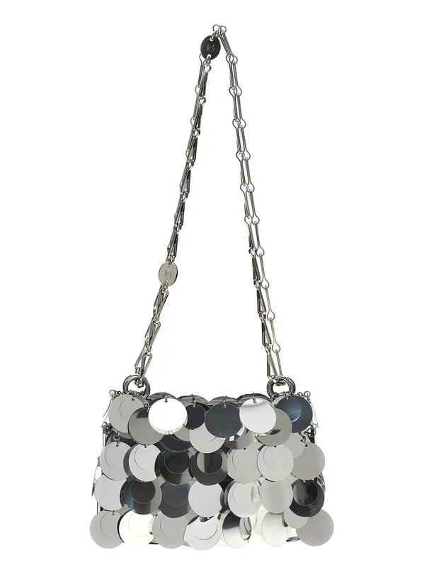 Sparkle Discs Nano Shoulder Bags Silver - Rabanne